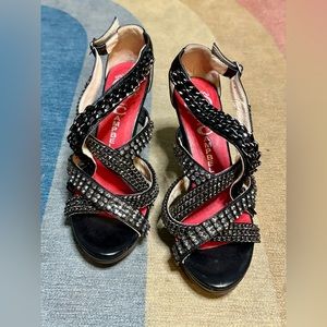 Jeffrey Campbell Women’s Sexy Black Chain & Rhinestone Strappy Heels. Size 7